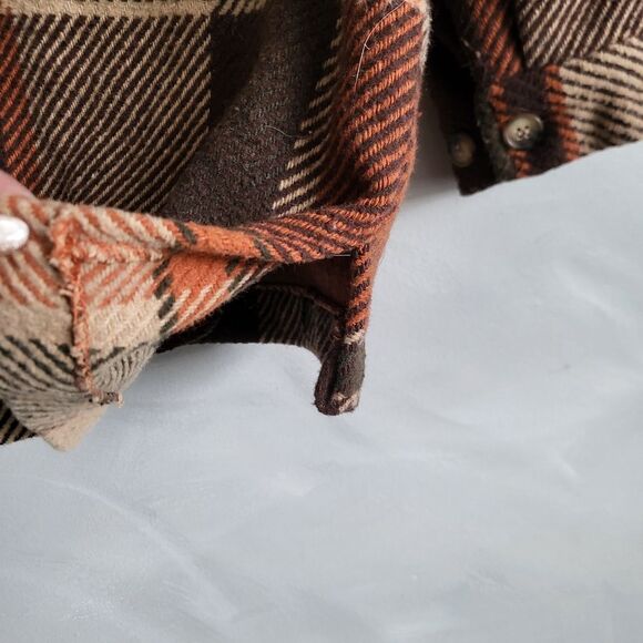 Oversized Plaid Shacket STOOSH Wool Blend Orange Brown Fall Sz XL - Picture 5 of 7